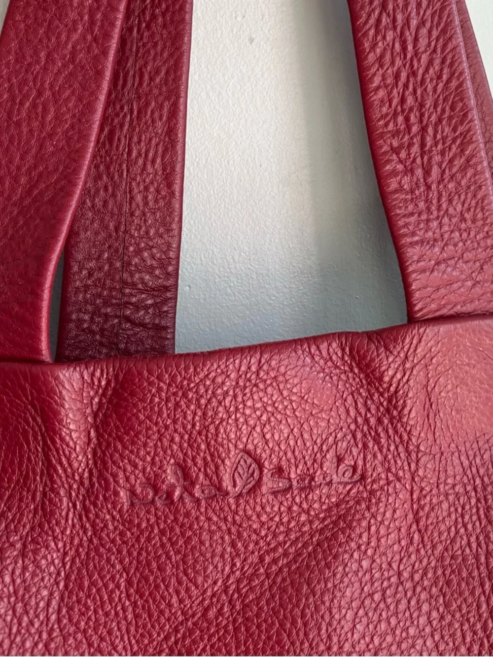 Neta Sade Hobo Bag Purse Red Pebbled Leather Large Tote Handbag Designer